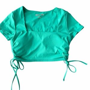 Forever 21 Aqua Tie-Front Crop Top